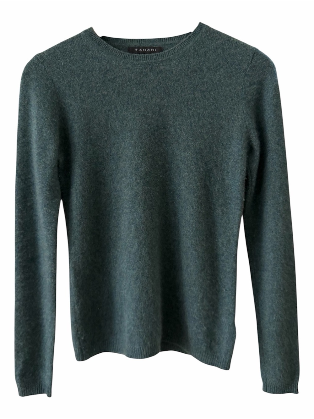 Tahari Green Long Sleeve Cashmere Crewneck Sweater size XS
